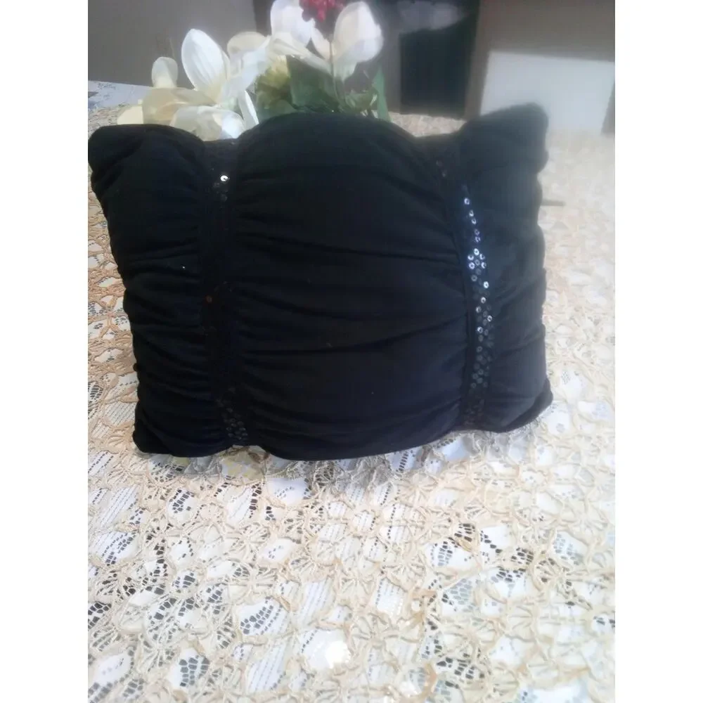 Black Velvet Sequin Accent Pillow - Elegant Home Accent